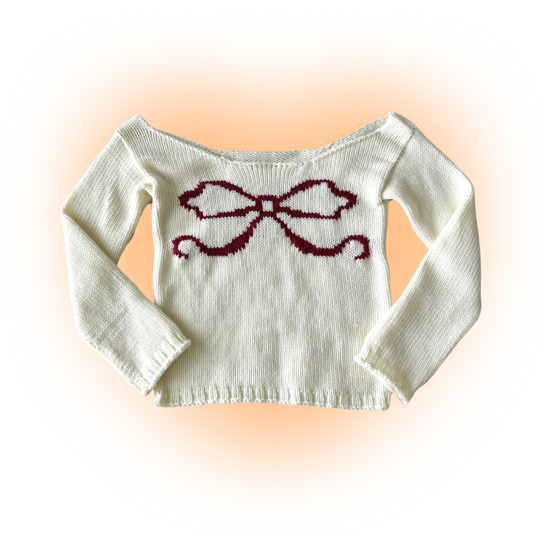 Off-the-shoulder Bow Sweater S-L